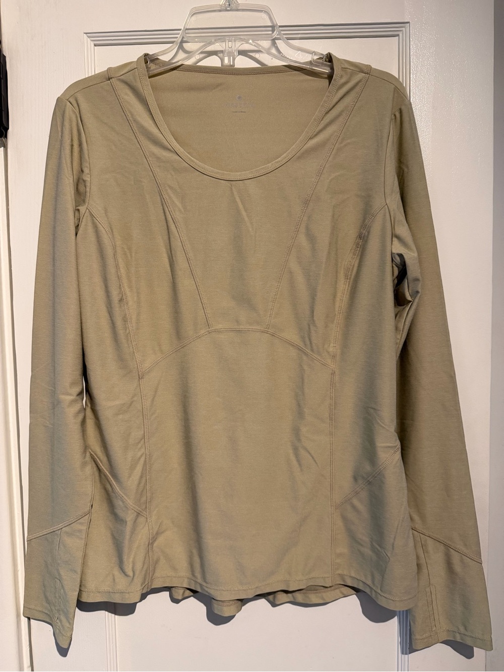 Athleta Women’s Long Sleeve Scoop Neck Performance Top - tan size L